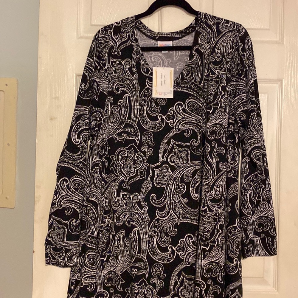 LuLaRoe Emily Swing Dress 2XL NWT BLACK WHITE size 22-24